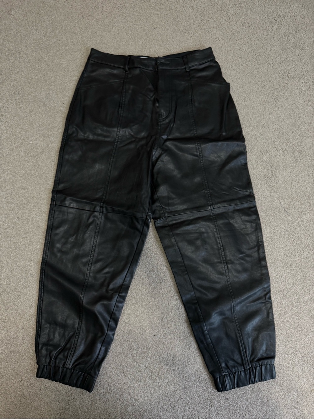 Zara black faux leather jogger pants